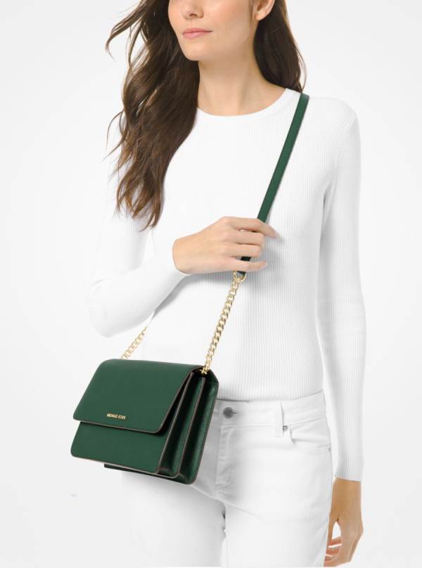 Damske Crossbody Kabelka Michael Kors Daniela Large Saffiano Leather Olivovo Zelená - Kabelky Michael Kors Obchod | HFVBW-9052